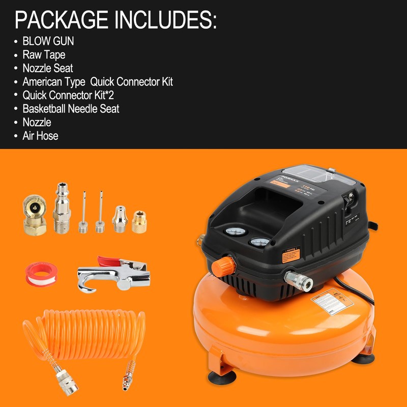 FORNAX Pancake Air Compressor, 3 Gallon, 110 PSI Portable Air