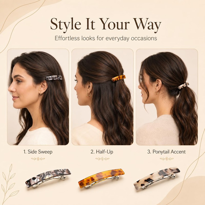 4 Pcs French Hair Barrette for Women, Acetate Small Clips