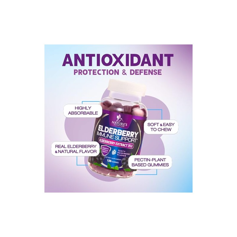 Immune Support Gummies with Sambucus Black Elderberry Extract - Extra