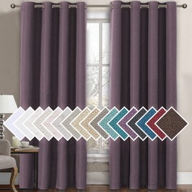 H.VERSAILTEX Linen Blackout Curtain 96 Inches Long for Bedroom/Living Room Thermal Insulated Grommet Linen Look Curtain Drapes Primitive Textured Burlap Effect Window Drapes 1 Panel - Heather Mauve