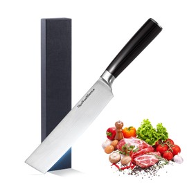 RoaYuaSSence Premium 7" Nakiri Vegetable Knife - Razor Sharp High-carbon Stainless Steel, Ergonomic Wood Handle - Japanese Style Chopper for Precision Slicing, Gift Box Included