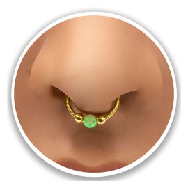 fake septum cuff - Gold Filled Green Opal clip on septum Ring - Fake Septum Hoop jewelry, septum piercing, fake septum piercing