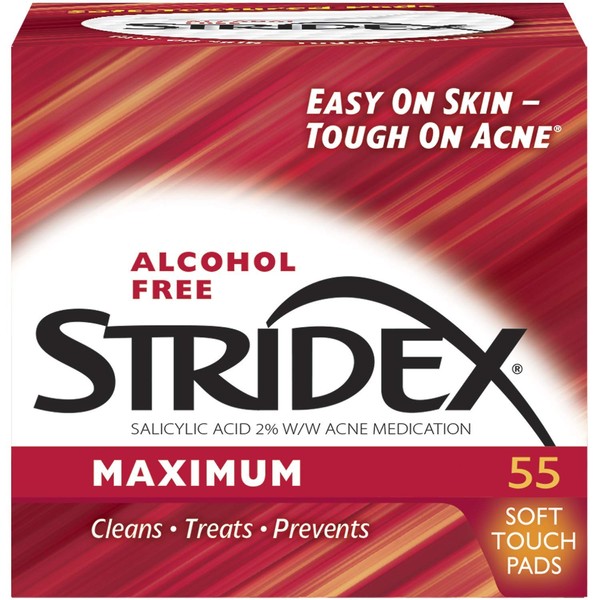 Stridex Strength Medicated Pads, Maximum, 55 Count pack,2 pack