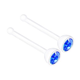KJM FASHION Pack of 2 Transparent Bioflex Nose Rings 0.8 mm 20 g Earrings