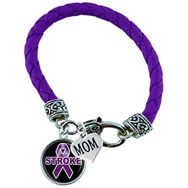 Holly Road Custom Bracelet Stroke Awareness Purple Leather MOM OR DAD charm ONLY Jewelry Family