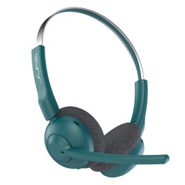 JLab Go Work Pop Cuffie Bluetooth con Microfono senza Filo - Cuffie da PC e Lavoro con 50 ore di Riproduzione, Wireless Headset Bluetooth, Connessione simultanea a Computer e Cellulare, Verde Blu