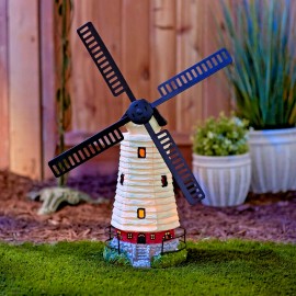 Accent Plus Lighthouse Solar LED Windmill Statue Patio Lawn Garden Entranceway Accent 21" H