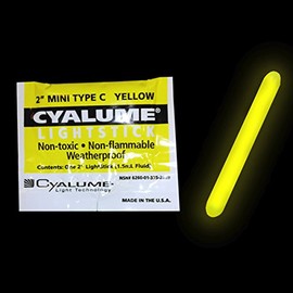 Cyalume 9-28690PF Mini ChemLight Light Stick, 2" Length, 4 Hour Duration, Yellow (Pack of 50)