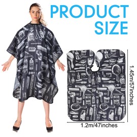 JenPen 6 Pcs Waterproof Hair Styling Cape Salon Barber Cape Hairdresser Haircuting Cape Adjustable, 47" x 59"(Black, Floral Print)