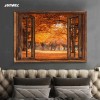 UnBrand Autumn Fall Autumnal Park Autumn Trees Landscape Through Rustic