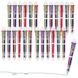 Enyeopd 24 Pack Multicolor Ballpoint Pen 6 Colors in One 0.5mm, Retractable Rainbow Pens for Class Office Supplies, Fun Color Pens for Party Favors,School Students