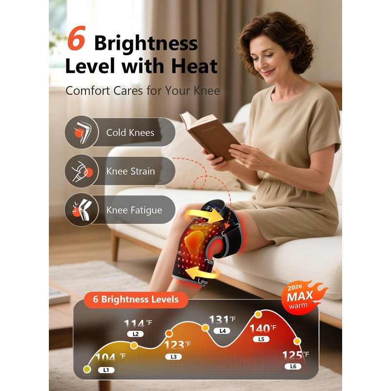 3-in-1 Red Light Therapy Knee Massager with Heat & Vibration