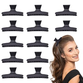 12 Pcs Claw Clips,Hair Women,Hairdresser's Butterfly,Black Sectioning Clamps,Ideal Hairdressing,Hairdresser,Salon Clip Barrettes,Styling Accessories for Girls, Perfect for Use Whilst Use or Drying
