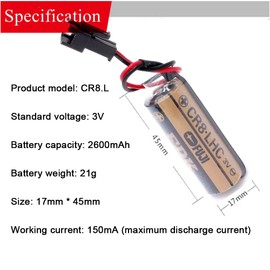 WELLVEUS CR8. LHC 3V Lithium Battery Replacements for TOTO CR8-LHC TH559EDV410R(Pack of 5)