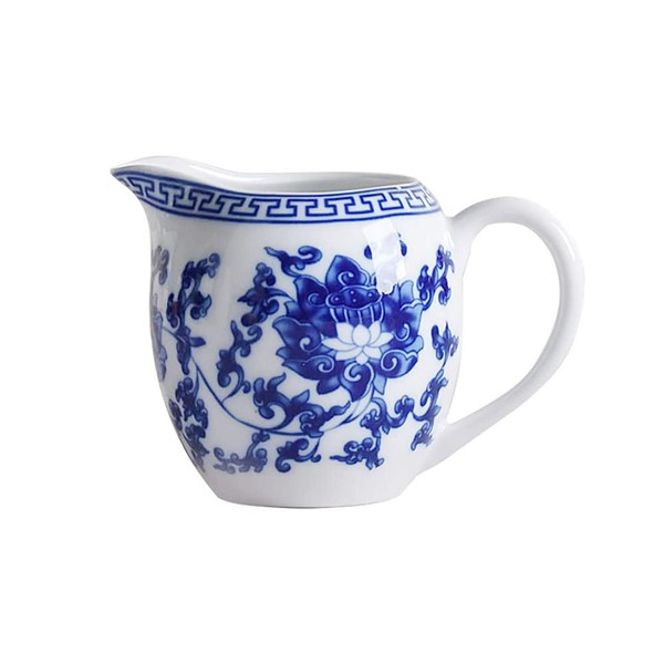Mozacona Ceramic Blue and White Pitcher - Creamer With Handle,
