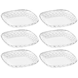 Barski - European Glass - Salad - Dessert - Square - Plate - Artistically Designed - 7" Diameter - Set of 6 - Made in Europe