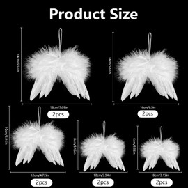 TATAFUN Angel Wings Pendants, Christmas Tree Decoration, Angel Wings Baby Christening Decoration, DIY Crafts (10 Pieces 18 cm, 16 cm, 12 cm, 10 cm, 8 cm)