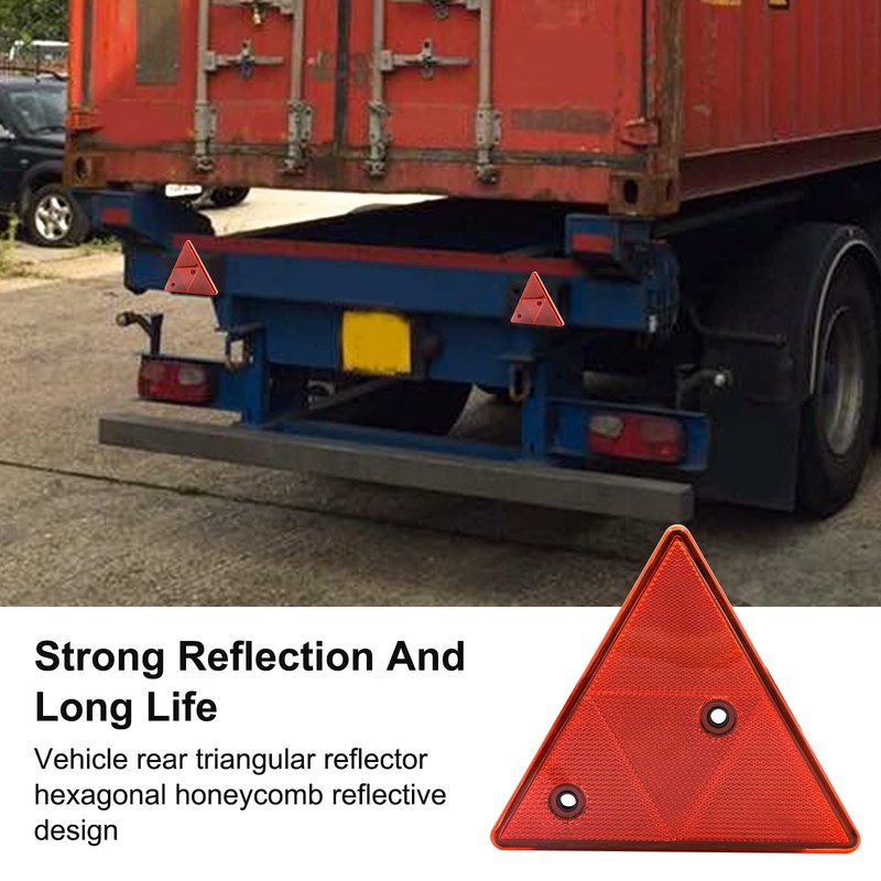 YnGia 2PCS Trailer Reflector Red Triangle Reflective Rear Warning Reflectors