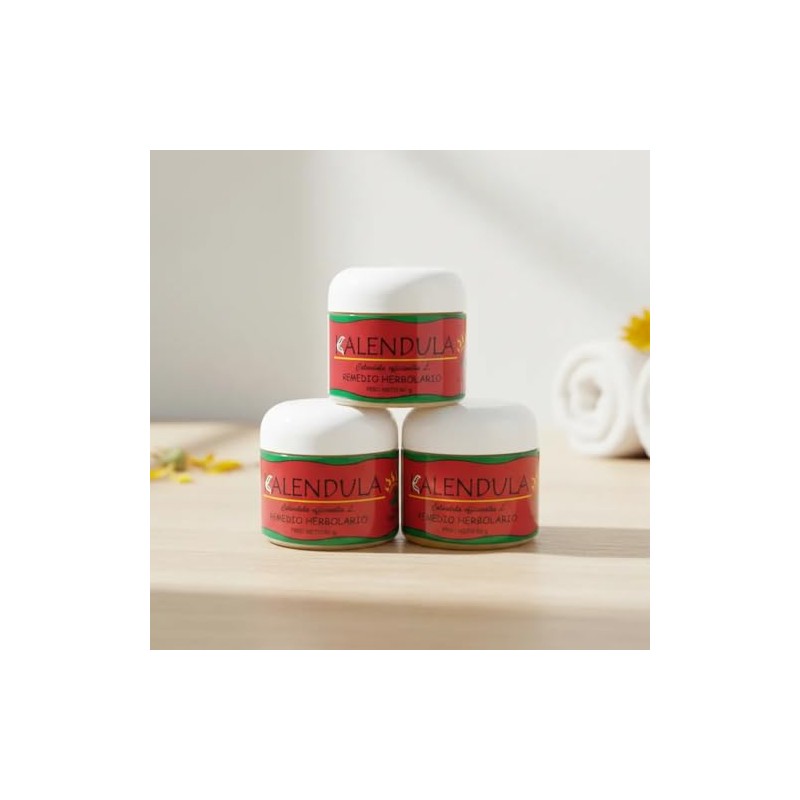 Pack 3 Pomada Natural de Caléndula 60g - Altamente Concentrada.