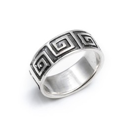 Silverly Frauen Männer .925 Sterling Silber Unisex griechischen Key Design-9mm Ring