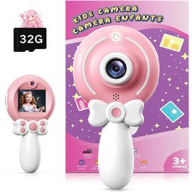 QWFHOME Kids Camera, Digital Camera, Children's Toy Camera, 1080P HD Recording, 32GB SD Card, 1.5 Inch IPS Screen, 8x Zoom, 48 Million Pixels, Type-C Charging, Selfie Function, Timer Photography