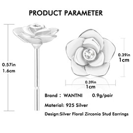 WANTNI 925 Silver Earrings, Women's Flower Earrings, Hypoallergenic, Mother's Day Birthday Gift, Jewellery Gift for Girls，Gifts for Daughter Sisters Friends Birthday Christmas.
