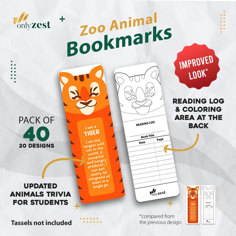 Only Zest Fun Bookmarks in Bulk for Kids - 40