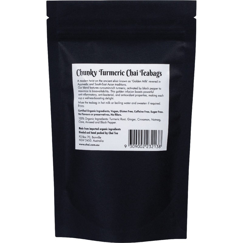 Chai Tea Organic Chunky Turmeric Chai Tea Bags 20pk