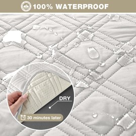 TAOCOCO Loveseat Recliner Cover with Console, Non-Slip Split Reclining Pet Cover for Dual Loveseat Recliner, Furniture Protector with Elastic Straps (2 Seater, Off White)