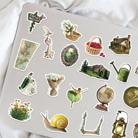 Vintage Aesthetic Stickers, 50 Pcs Victorian Aesthetic Stickers Cute Retro Journaling Scrapbooking Stickers Pack for Adult Women Teen Grils, Waterproof Vinyl Decals for Water Bottle Laptop Guitar