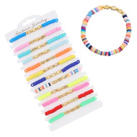 CIATBYYJ 12Pcs Colorful Friendship Bracelets, Love Heart Bead Bracelets bulk, Bohemian Beaded Stretch Bracelet Elastic Layering for arty Favors, Bridesmaid, Bride Party Gifts