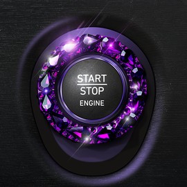 Blinglife Bling Car Accessories for Wowen,Car Engine Start Stop Button Cover, Shiny Crystal Rhinestone Cover Protection Ring(Gem Purple)