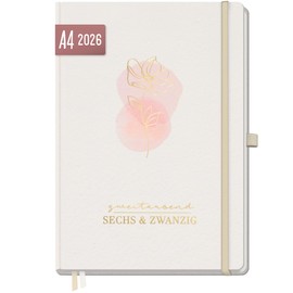 Häfft® Weekly Note Calendar 2026 A4 "Soft Flower" Book Calendar, Planner Note Timer, Appointment Planner, Weekly Calendar, Organiser, Appointment Calendar with Pocket - Sustainable & Climate Friendly