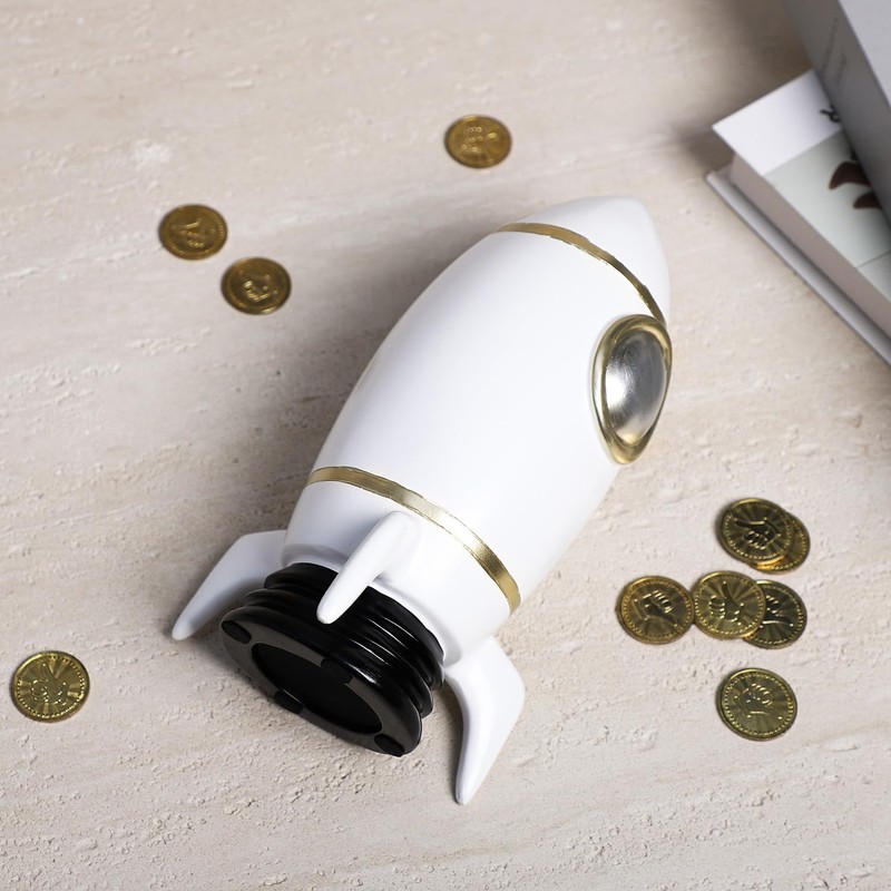 Gaolinci Rocket Ship Coin Bank, Money Box, Piggy Bank, Home