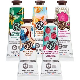 YVES ROCHER Set de 5 Cremas de Manos, Aromas Naturales Avena, Vainilla, Coco, Argn y Frambuesa, Frmula Vegana, 30ml Cada Una, 5 Piezas