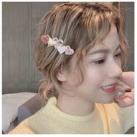 Yheakne Love Heart Hair Clip Barrette Cute Hair Barrette Pin Headpieces Decorative Hair Pin Head Clip Geometry Hair Clip Headwear Hair Accessories for Women and Girls (Pink Heart)