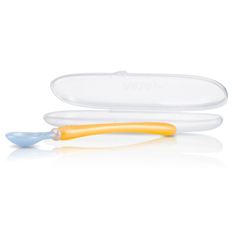 Nuby 3-Pack Easy Go Spoons and Travel Case, Colors May