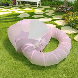 Seiyierr Outdoor Cat Enclosure, Portable Catio Playground for Cat, Outside Pet Enclosure with Mesh Tent, Circle Cat Playpen Tunnel for Indoor Cats & Small Animal, with Storage Bag