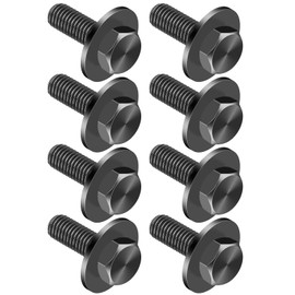 8Pcs 12mm Top Front Skid Plate Bolts with Gasket Compatible with Toyota Tacoma 1995-2003 4Runner 1996-2023 FJ Cruiser 2007-2014 Land Cruiser 2008-2010 Tundra 2000-2010 Sequoia 2001-2007, Black