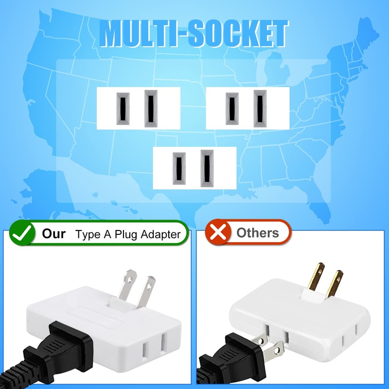 3 Pack AC Flat Wall Outlet Extender Flat Plug Adapter