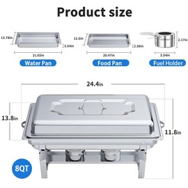 LUOFENGYANG Chafing Dish Buffet Set[4 Pack],8QT Stainless Steel Rectangular Chafers and Dining Buffet Heater Set, Food Warmers for Parties Buffet