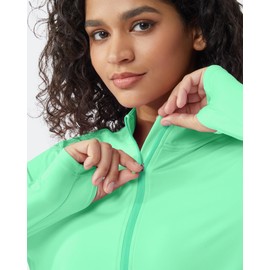 G4Free Rash Guard for Women Long Sleeve Golf Shirts Sun Protection Half Zip Pullover Running Tops Athletic Hiking Fishing (Mint,XS)