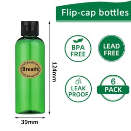 Apstaqeoo 6PCS 100ML Plastic Travel Bottles with Flip Cap Empty Squeeze Bottle Green Refillable Travel Container with 1 Funnel & 6 Labels TSA Approved for Liquids Lotion Shampoo Toiletries Cosmetic