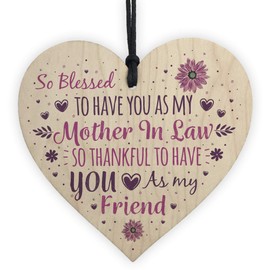 RED OCEAN Mother In Law Friendship Gift Wood Heart Wedding Mother Of Groom Bride Thank You Plaque Keepsake