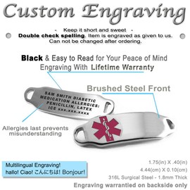 My Identity Doctor - Customizable Medical Alert Bracelet with Engraving - Steel Oval Link 7mm - Purple - Wrist Size 8 Inch