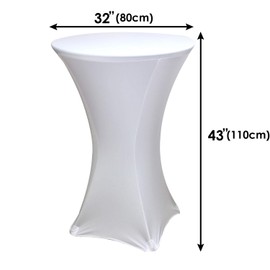 Trimming Shop Cocktail Spandex Table Cloth Dry Bar 80cm x 110cm Stretchable Table Cover for Wedding, Birthday Parties, Home & Event Decoration, White, 1pc