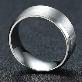 8mm Stainless Matte Brushed Classical Simple Plain Wedding Band Ring (Silver, 8)