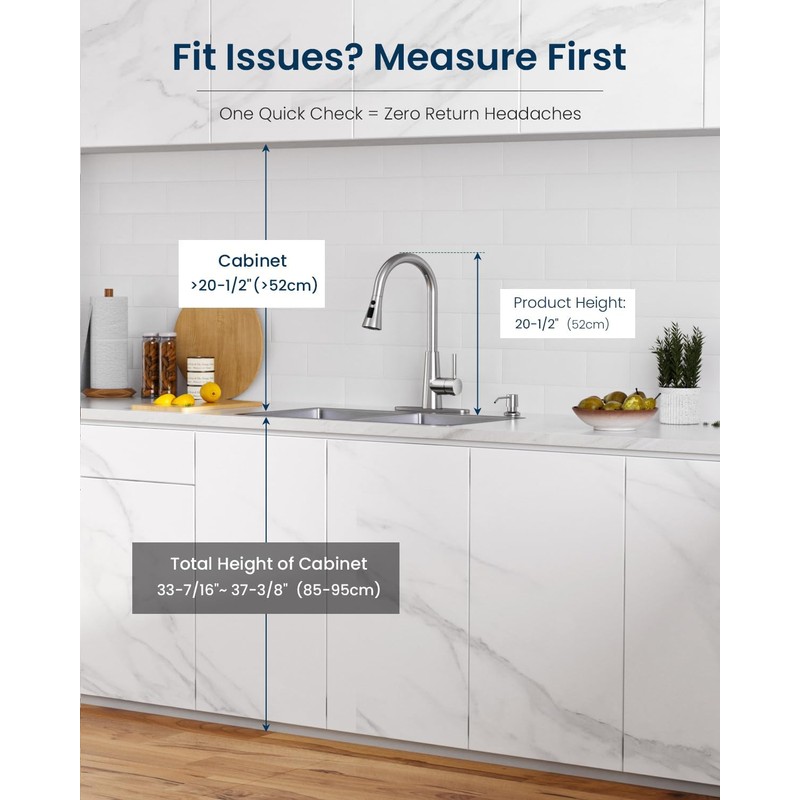 APPASO Touchless Kitchen Faucet with Soap Dispenser Brushed Nickel, Side