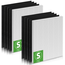 XBGG C545 True HEPA Replacement Filter S Compatible with Winix C545 Air Purifier, Replaces Part 1712-0096-00 and 2522-0058-00, 2 True HEPA Filter + 8 Carbon Pre-Filters