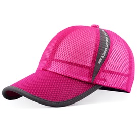 ELLEWIN Unisex Breathable Full Mesh Baseball Cap Quick Dry Running hat Lightweight Cooling Water Sports Hat… Pink
